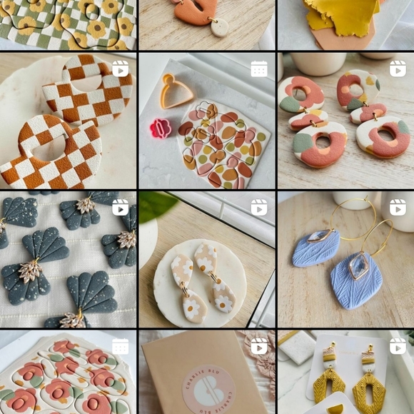 Polymer Clay Checkered Earrings - Picture 3 of 3